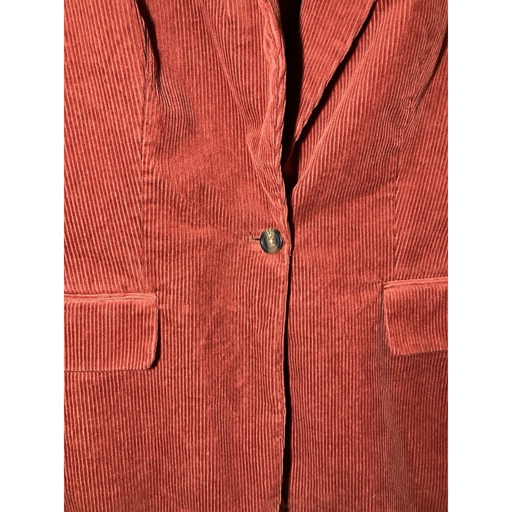 A New Day Women's 10 Burnt Orange Corduroy Button Blazer Warm Work Academic - Picture 7 of 9